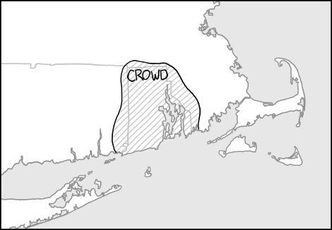 map showing Rhode Island and with a outlined section labeled 'crowd'